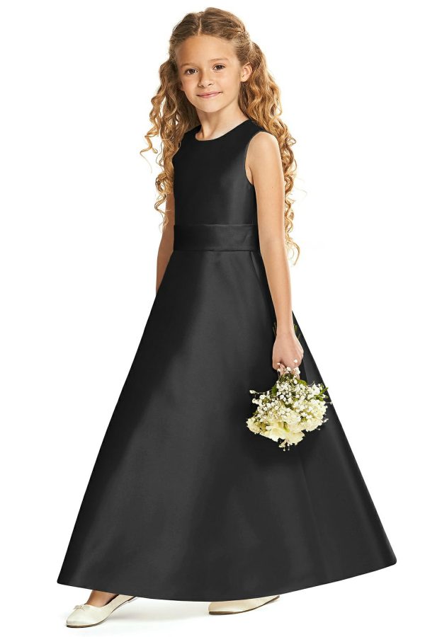 Black Bow Sash Flower Girl Dress