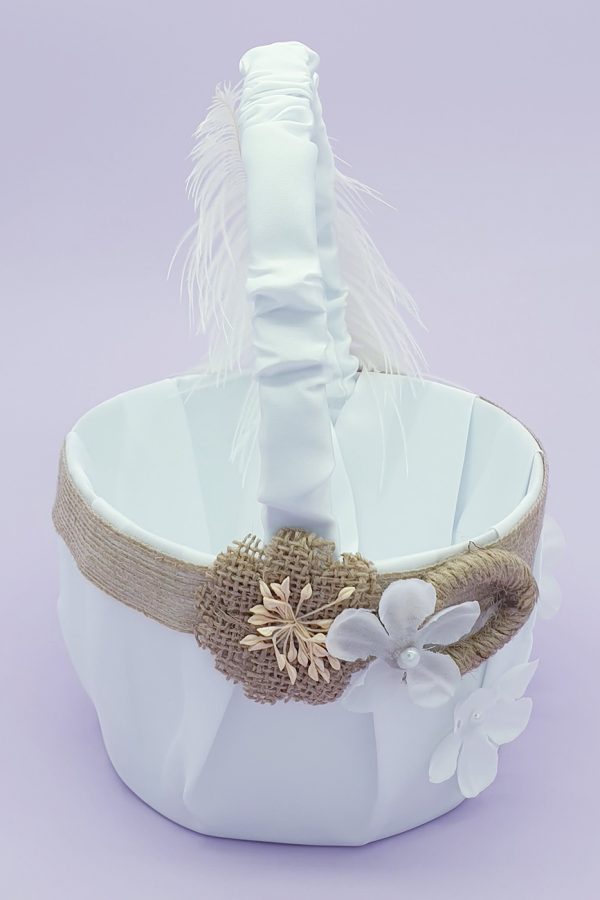 FGB-001-1-Brown and White Flower Girl Basket FGB-001-1-Brown and White Flower Girl Basket