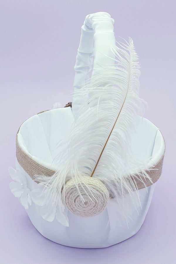 FGB-001-2-Brown and White Flower Girl Basket FGB-001-2-Brown and White Flower Girl Basket