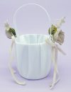 FGB-002-Beige and White Flower Girl Basket