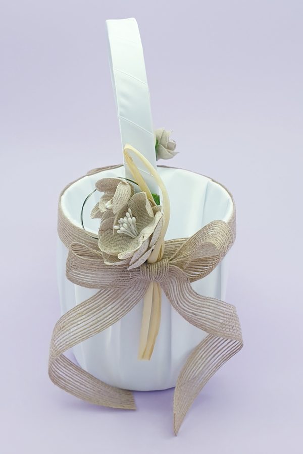 FGB-004-1-Brown and White Flower Girl Basket FGB-004-1-Brown and White Flower Girl Basket