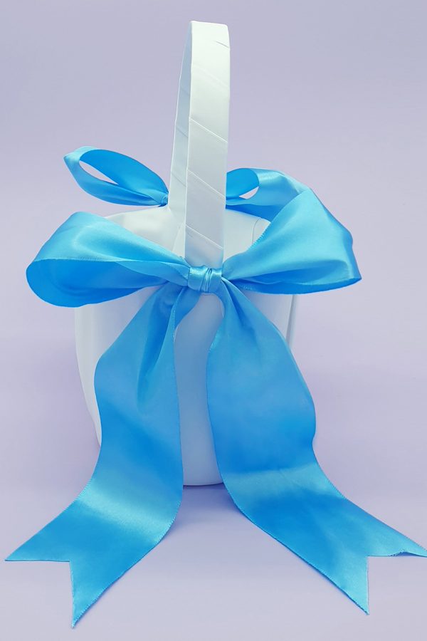 FGB-007-1-Blue and White Flower Girl Basket FGB-007-1-Blue and White Flower Girl Basket