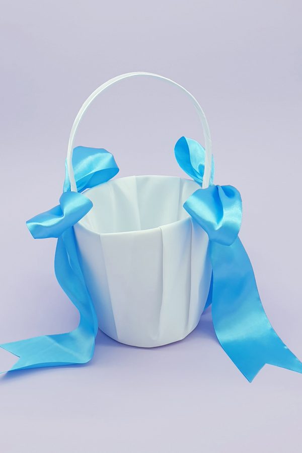 FGB-007-Blue and White Flower Girl Basket