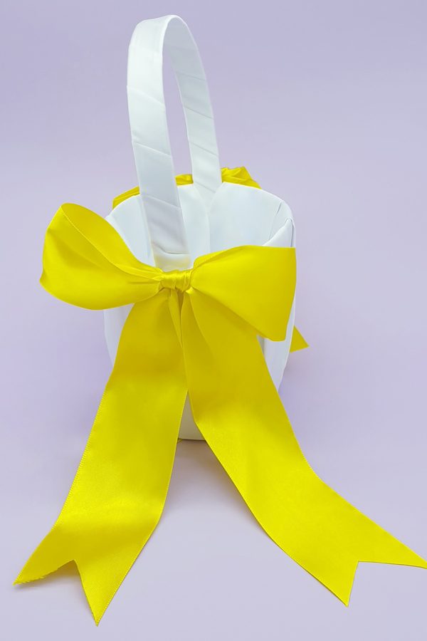 FGB-010-1-Yellow and White Flower Girl Basket FGB-010-1-Yellow and White Flower Girl Basket
