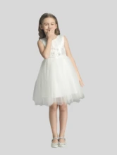 Olivia Sleeveless Satin Flower Girl Dress
