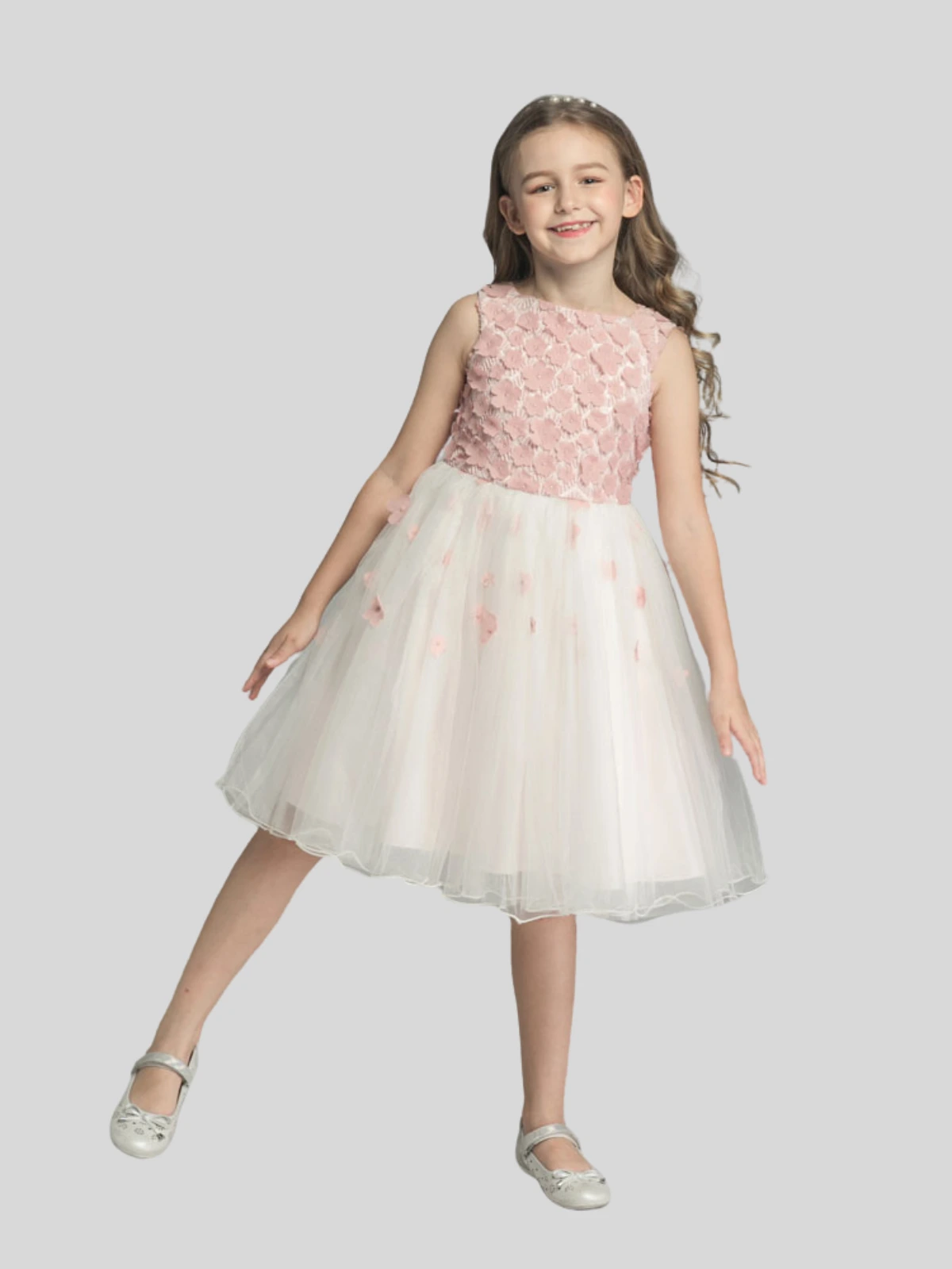 Emma Tulle Skirt Flower Girl Dress with Blush