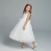Lilah White Princess Flower Girl Dress