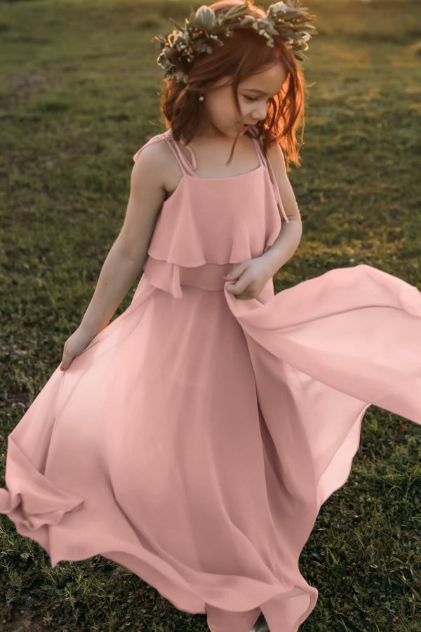 Penny Rosewater Pink Bohemian Chiffon Flower Girl Dress