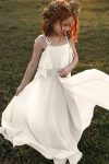 Penny Winter White Bohemian Chiffon Flower Girl Dress