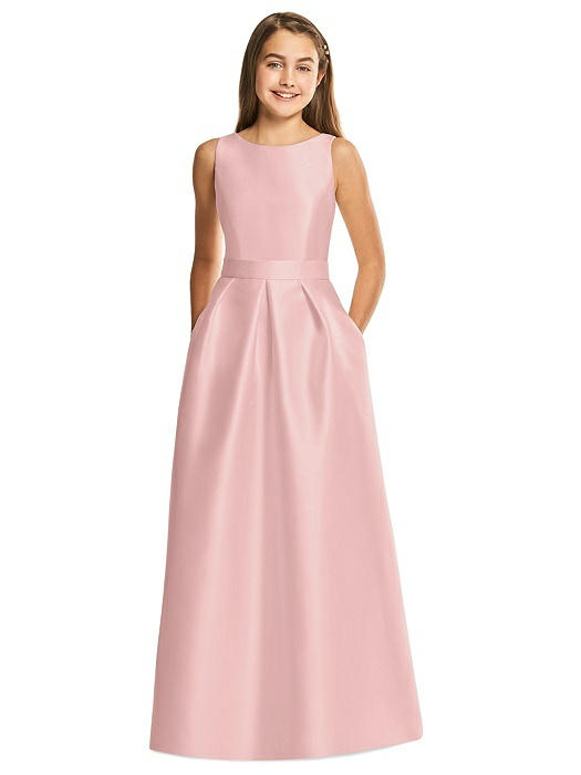 Rose Pink Satin Pleated Junior Bridesmaids Dress