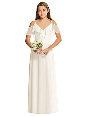 Ivory Ruffle Bodice Chiffon Junior Bridesmaids Dress