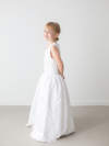 Reese White Floral Embroidered Satin Flower Girl Dress by Talia Sarah