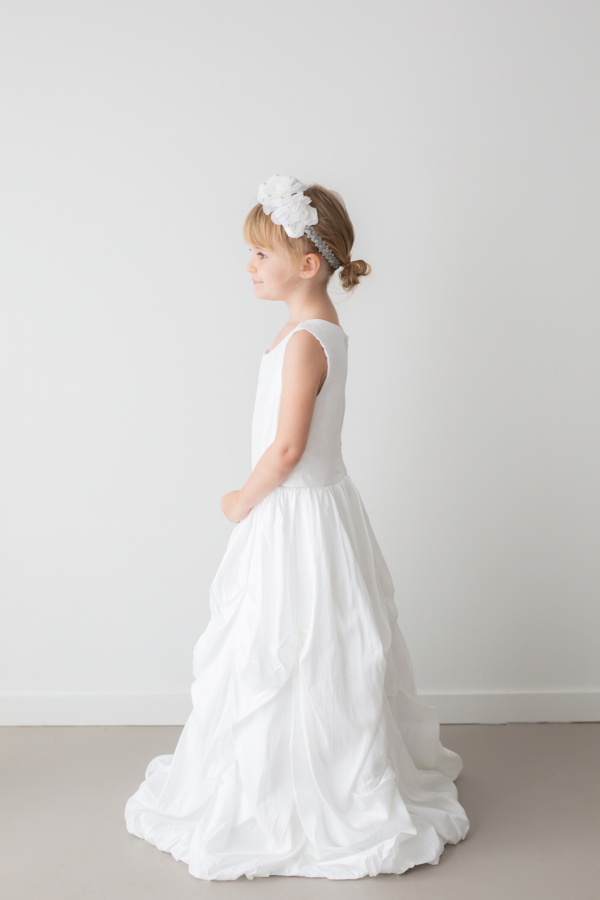 Willow White Ruffle Satin Flower Girl Dress by Talia Sarah Willow White Ruffle Satin Flower Girl Dress by Talia Sarah