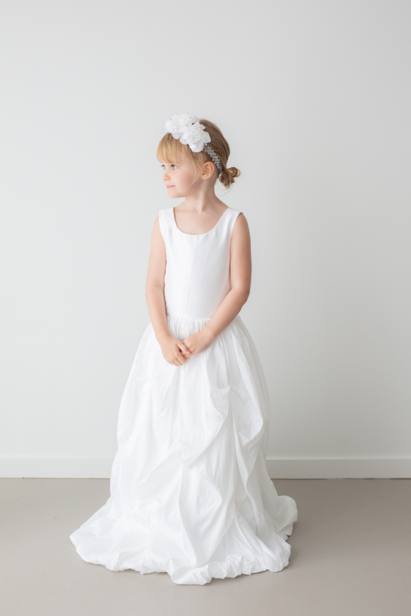 Willow White Ruffle Satin Flower Girl Dress by Talia Sarah Willow White Ruffle Satin Flower Girl Dress by Talia Sarah
