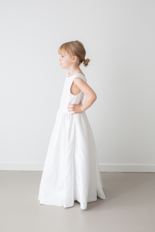Jade White Princess Satin Flower Girl Dress by Talia Sarah Jade White Princess Satin Flower Girl Dress by Talia Sarah