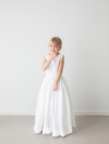 Jade White Princess Satin Flower Girl Dress by Talia Sarah