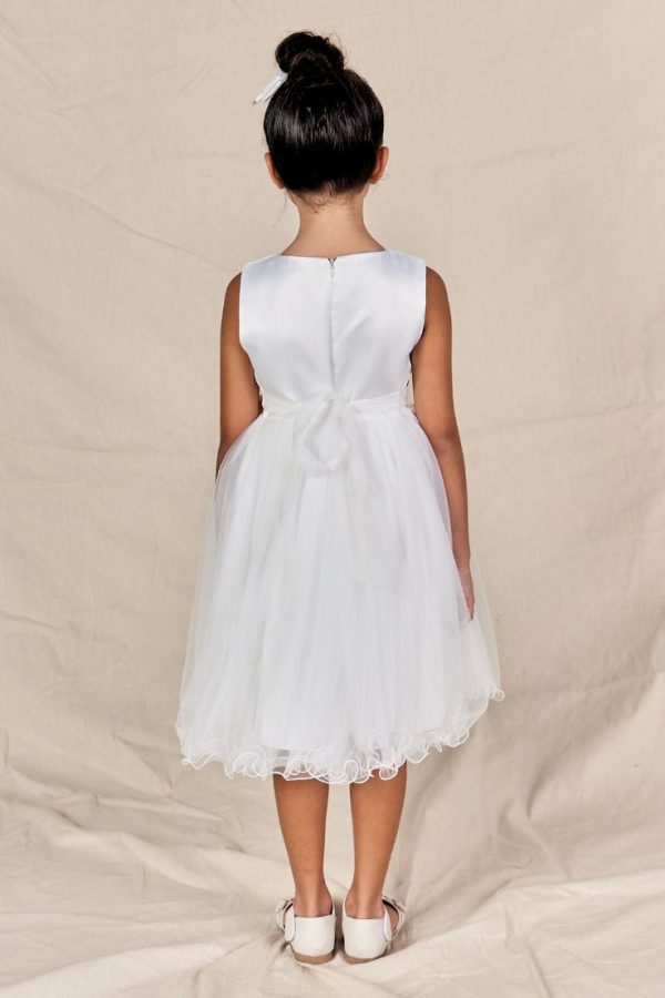 Charlotte Flower Girl Dress With Floral WaistbandBack White Flower Girl Dress Brisbane Australia
