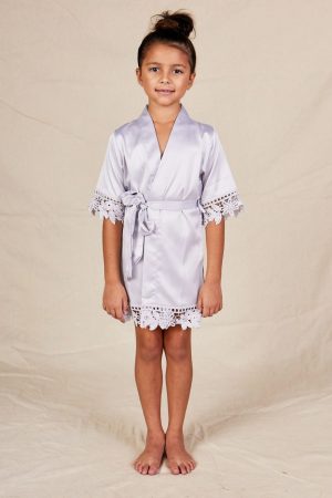 Ella Lilac Lace Satin Flower Girl Robe