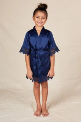 Navy Flower Girl Robe