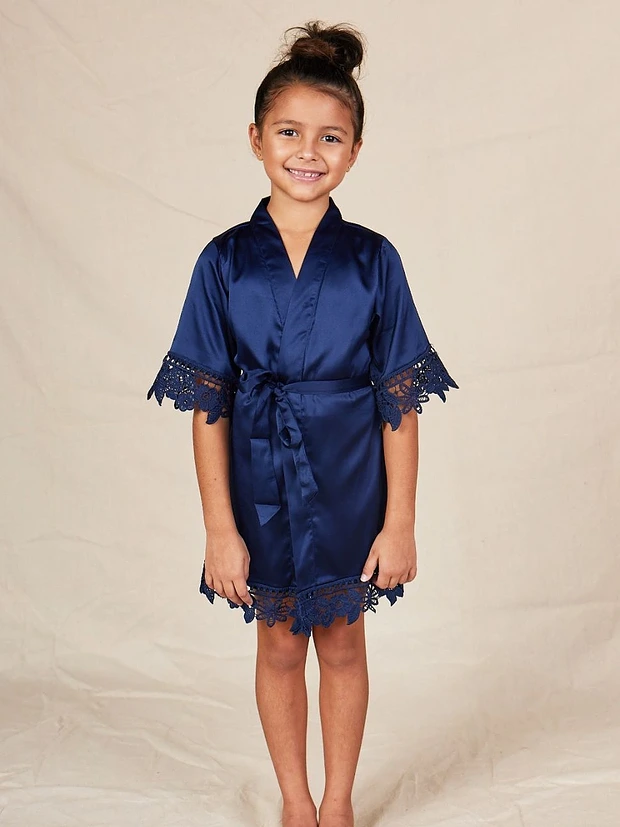 Navy Flower Girl Robe