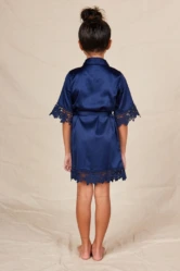 Navy Flower Girl Robe
