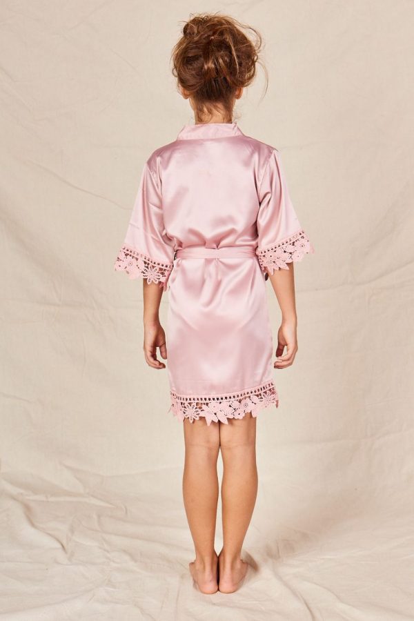 EllaLaceSatinKidsRobeFlowerGirlsOnlyNudePink3 Ella Nude Pink Lace Satin Flower Girl Robe