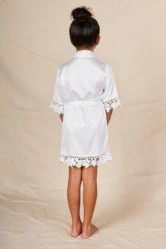 White Satin Lace Flower Girl Robe