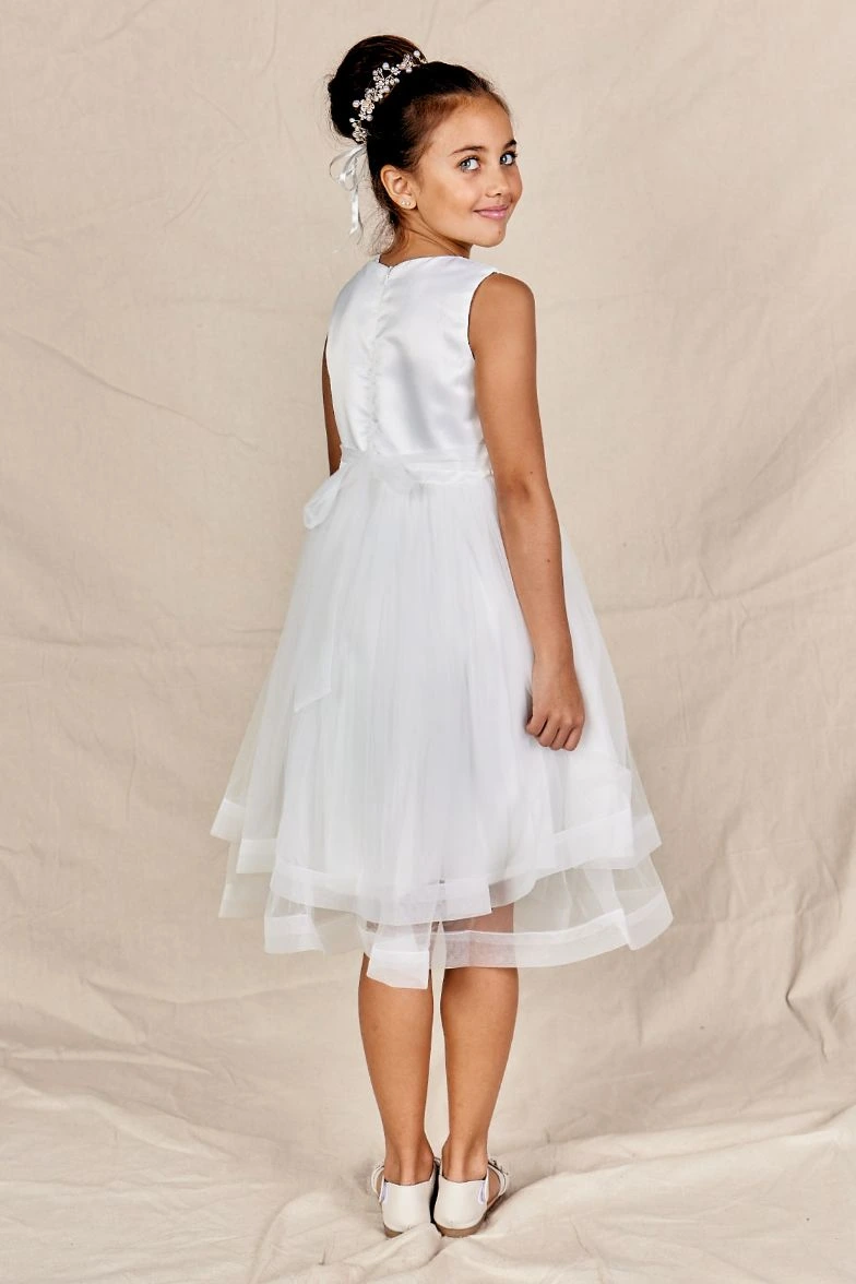 Isabella Flower Girl Dress in White Styled Isabella Flower Girl Dress in White Perth Australia