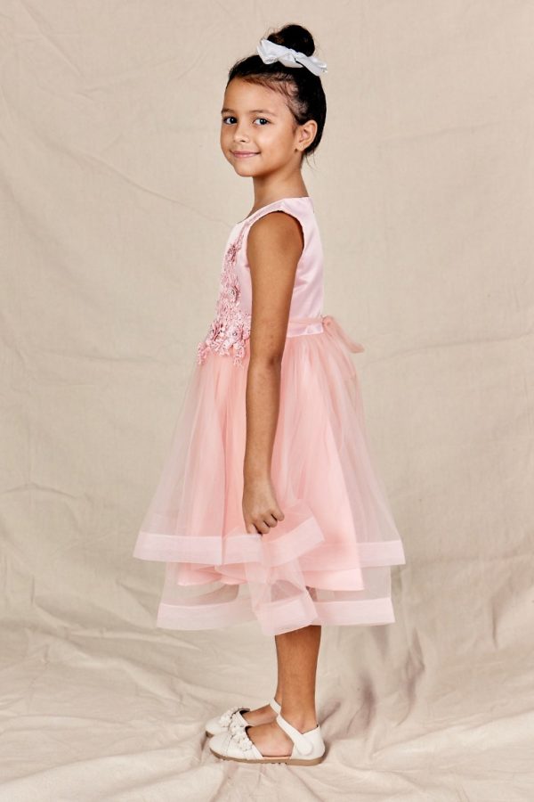 LeiaFlowerGirlDressInPinkSide Leia Flower Girl Dress In Pink Australia Ready To Ship Side
