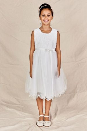 Tea Length White Layered Flower Girl Dress Mia Sydney Australia