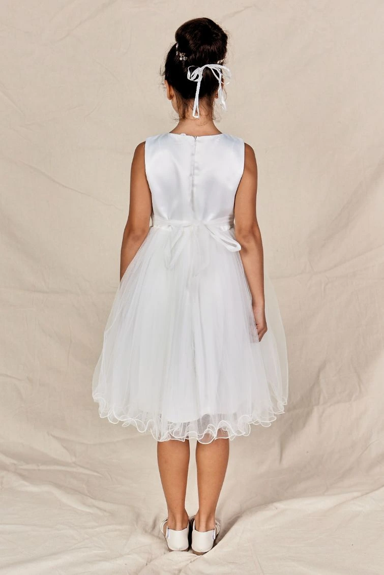 MiaWhiteShortFlowerGirlDressBack Tea Length White Layered Flower Girl Dress Mia Sydney Australia Back