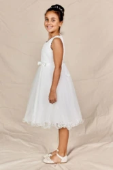 Tea Length White Layered Flower Girl Dress Mia Sydney Australia Side