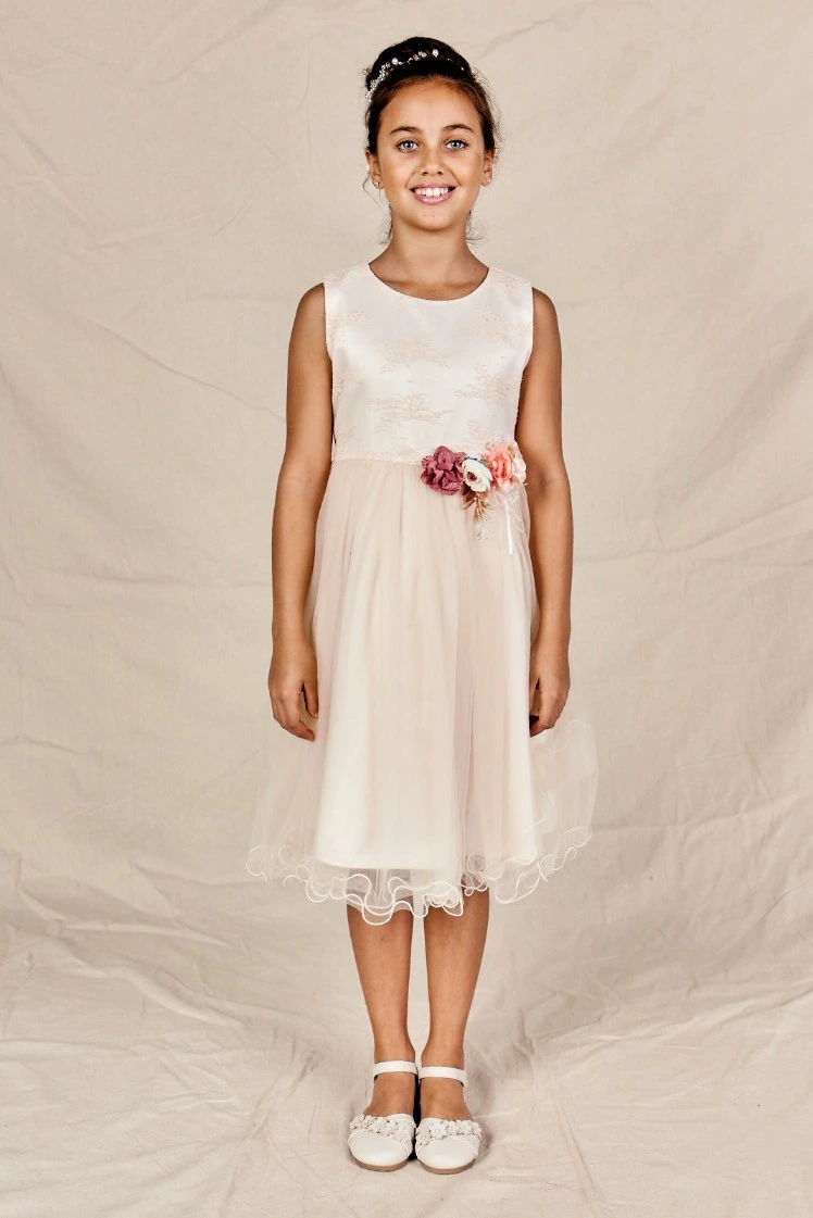 Phoebe Floral Embroidered Tulle Flower Girl Dress