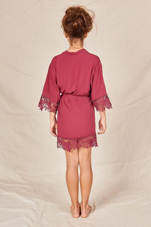 RosaLaceCottonFlowerGirlRobeGarnet3 Rosa Garnet Cotton Lace Flower Girl Robe