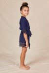 Rosa Navy Cotton Lace Flower Girl Robe