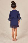 Rosa Navy Cotton Lace Flower Girl Robe