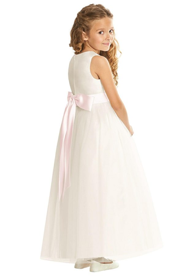 Beccy Flower Girl Dress in Ivory with Blush Sash Beccy Flower Girl Dress in Ivory with Blush Sash