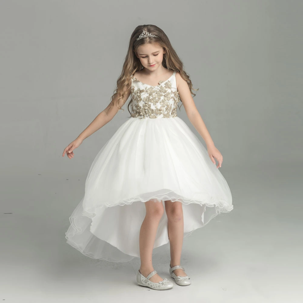 Alice White and Gold Flower Girl Dress by Talia Sarah