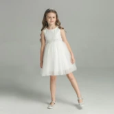 Katie White Pearl Flower Girl Dress by Talia Sarah