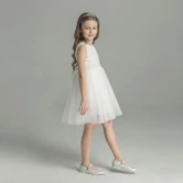 Katie White Pearl Flower Girl Dress by Talia Sarah