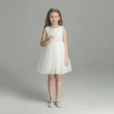 Katie White Pearl Flower Girl Dress