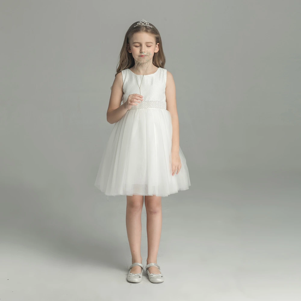 Katie White Pearl Flower Girl Dress by Talia Sarah
