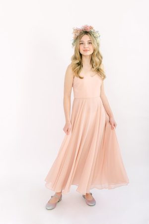 Edie Junior Bridesmaid Dress in Blush Pink