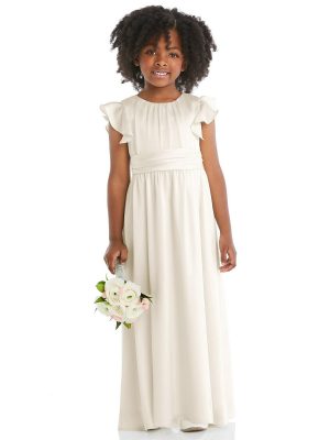 Ayla Satin Flower Girl Dress in Ivory