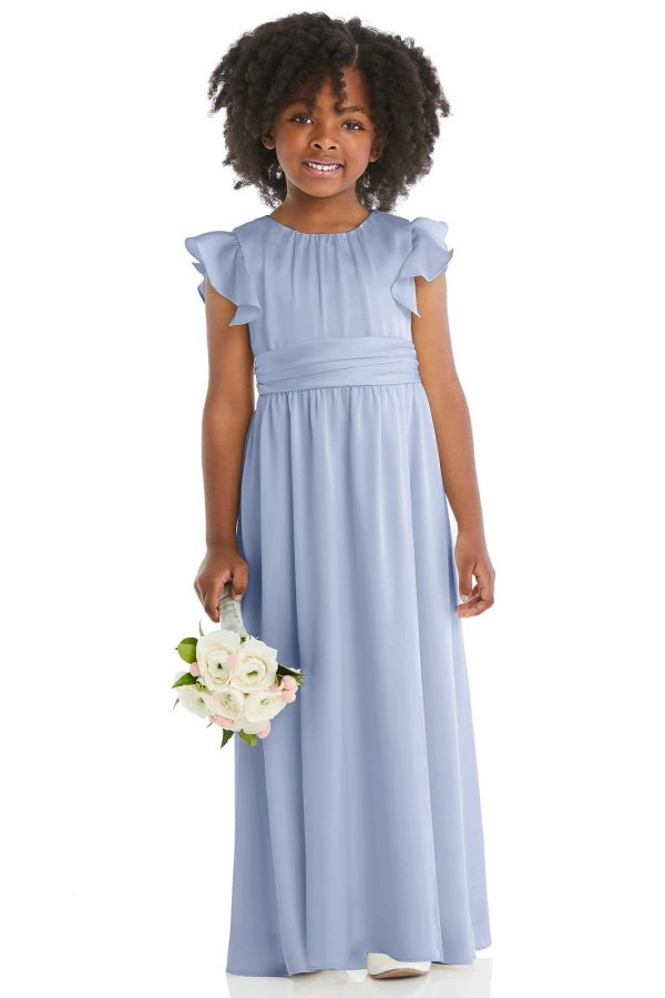 Ayla Satin Flower Girl Dress in Sky Blue