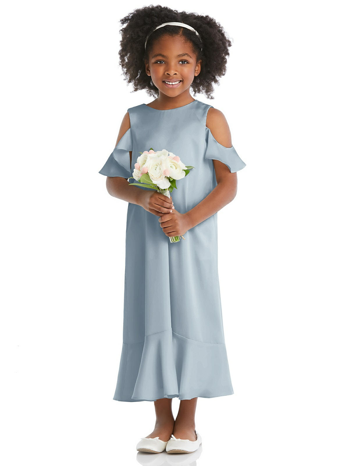 Cap Sleeves Acetate Satin Flower Girl Dresses Mist