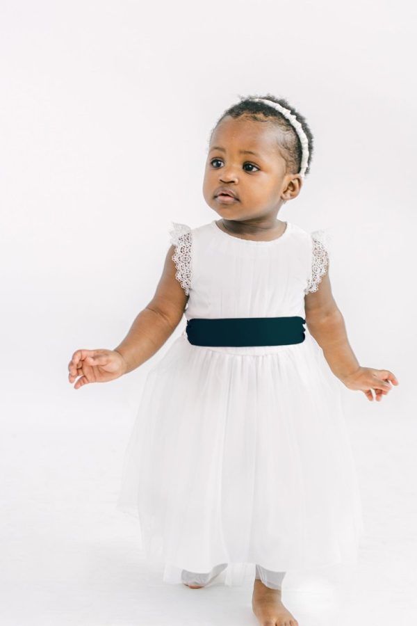 Milla Flower Girl Dress in Ivory with Sash Milla Flower Girl Dress in Ivory with Sash