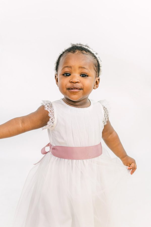Milla Flower Girl Dress in Ivory with Sash Milla Flower Girl Dress in Ivory with Sash