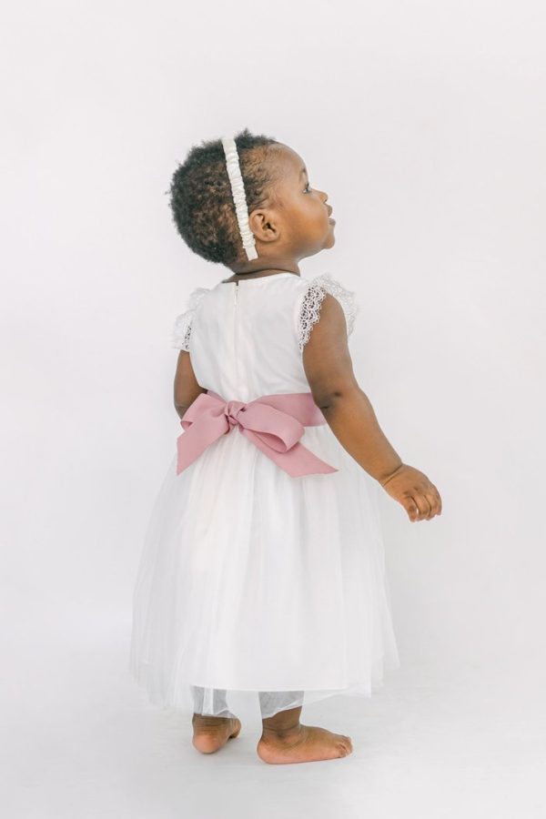 Milla Flower Girl Dress in Ivory with Sash Milla Flower Girl Dress in Ivory with Sash