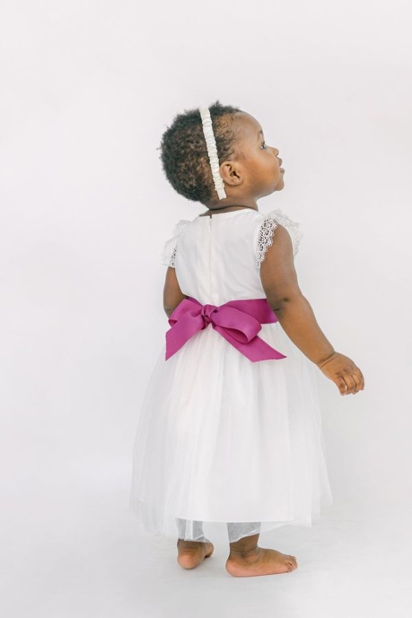 Milla Flower Girl Dress in Ivory with Sash Milla Flower Girl Dress in Ivory with Sash